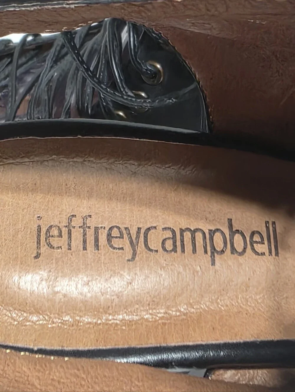 JEFFREY CAMPBELL COVETS BLACK LEATHER LACE UP CUTOUT HEELS SZ 8
